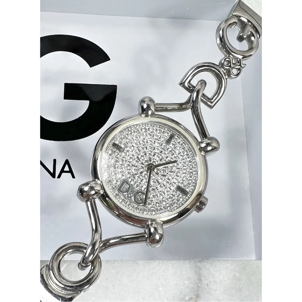 Dolce & Gabbana Silver Crystal Logo Watch